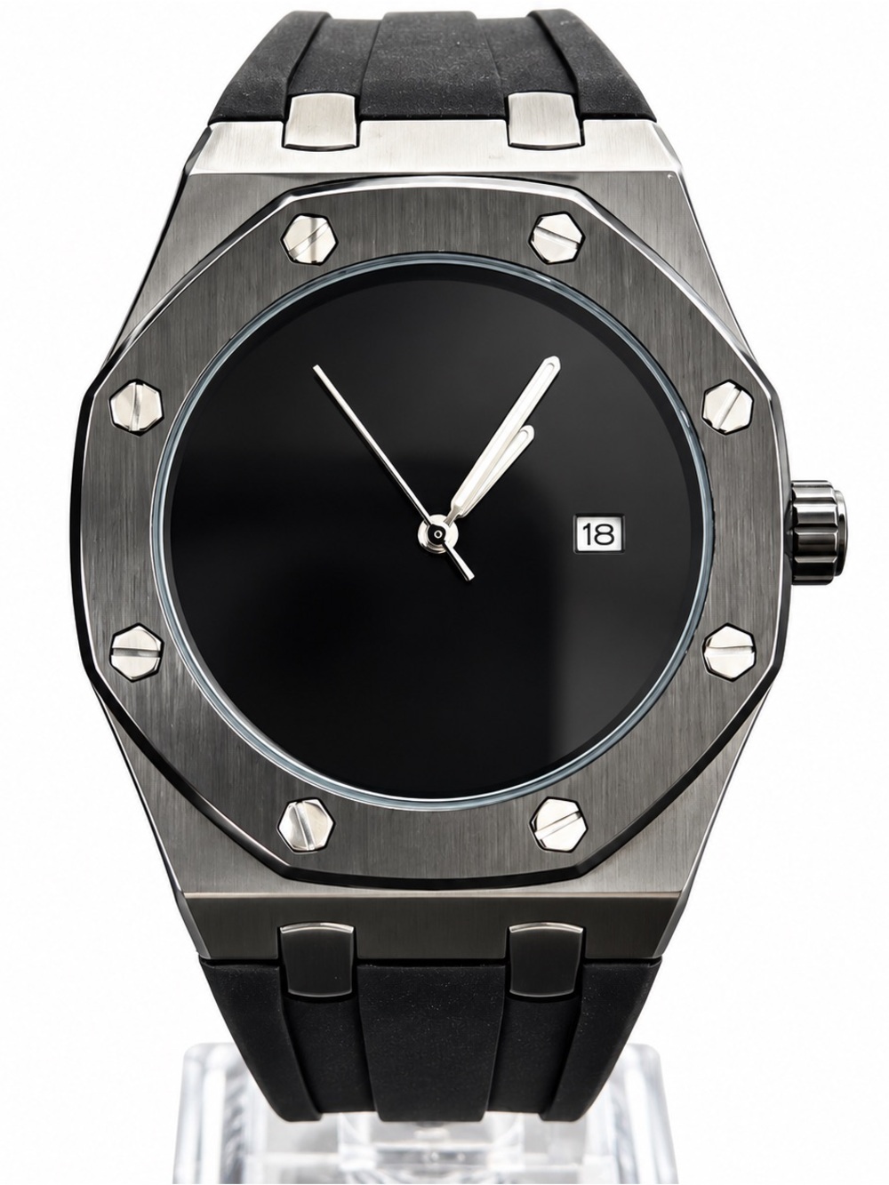 Minimalist watch Royal oak style with rubber strap